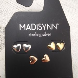 Sterling heart trio set of earrings